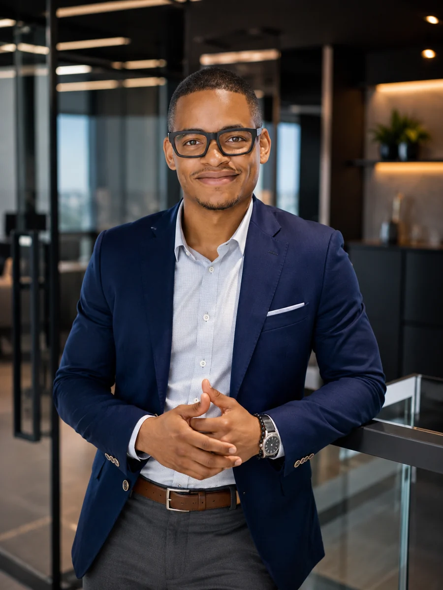 Corey Ealy — founder and systems architect of Crate South Education, in a navy blazer, smiling